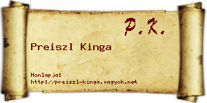 Preiszl Kinga névjegykártya